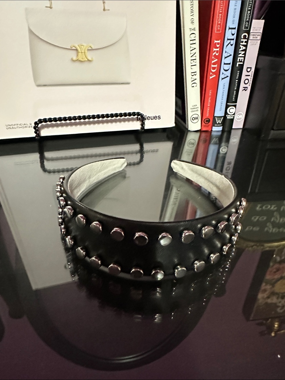 Trendy boutique Black Studded Leather Headband